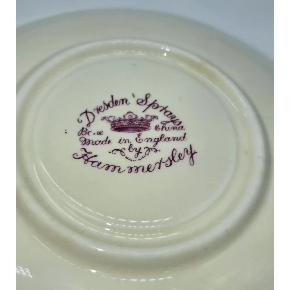 Hammersley Dresden Sprays Bone China Teacup Saucer Set Floral Gold Rim England